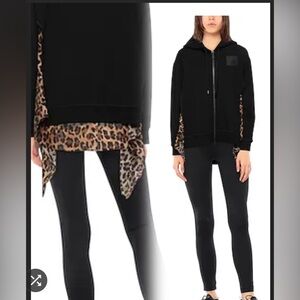 Dsquared2 Black Hoodie with Leopard Print Accents
